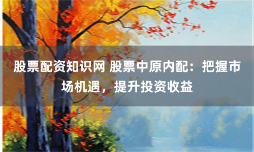 股票配资知识网 股票中原内配：把握市场机遇，提升投资收益
